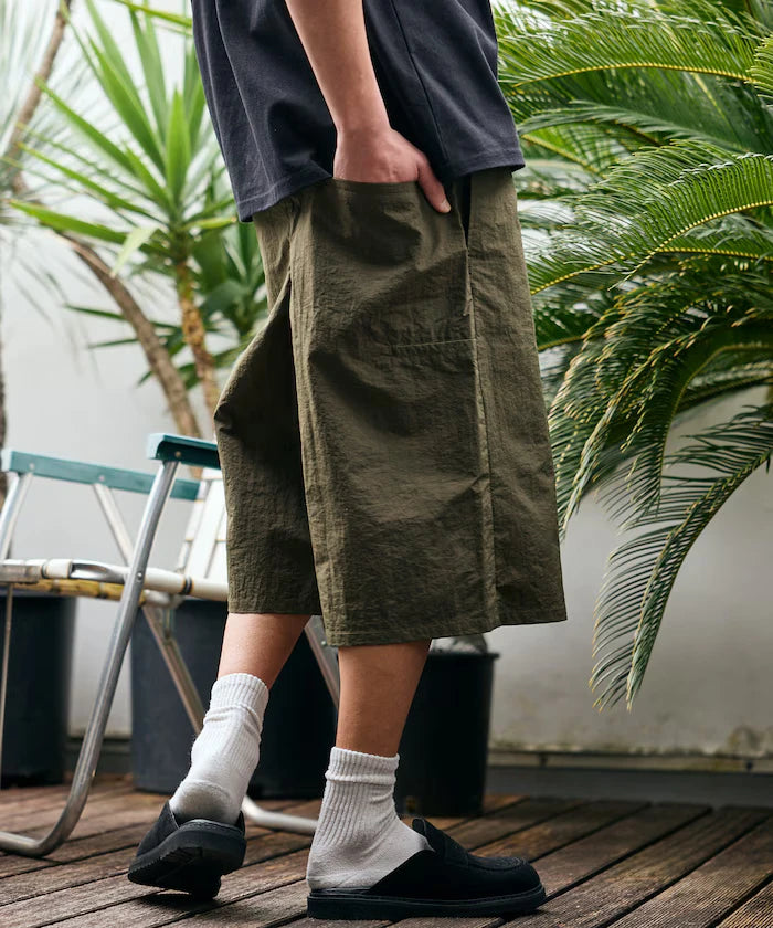 Nylon Sleek Water Length Baggy Shorts