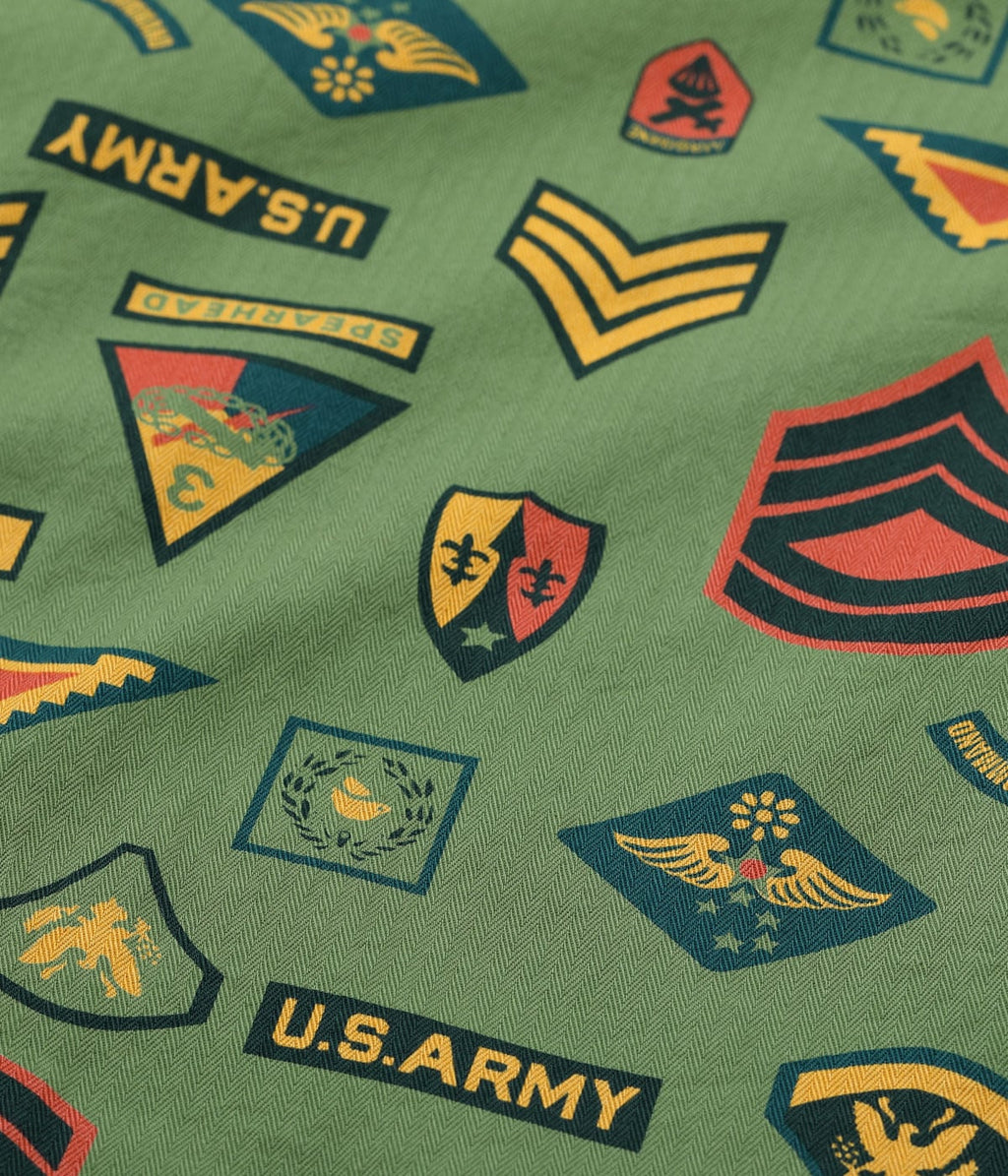 Cotton Herringbone Hawaiian Shirt "Insignia Of Army"