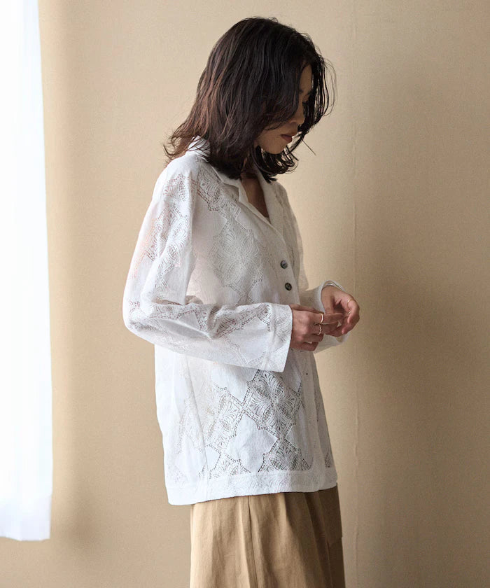 [February 12 12:00 Release] Panel Lace Shirt Jacket / Compatible with Setup