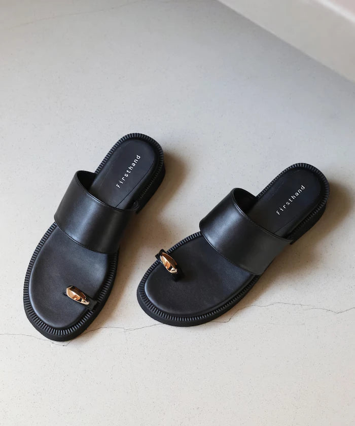 Metal Accent Thumb Loop Sandal
