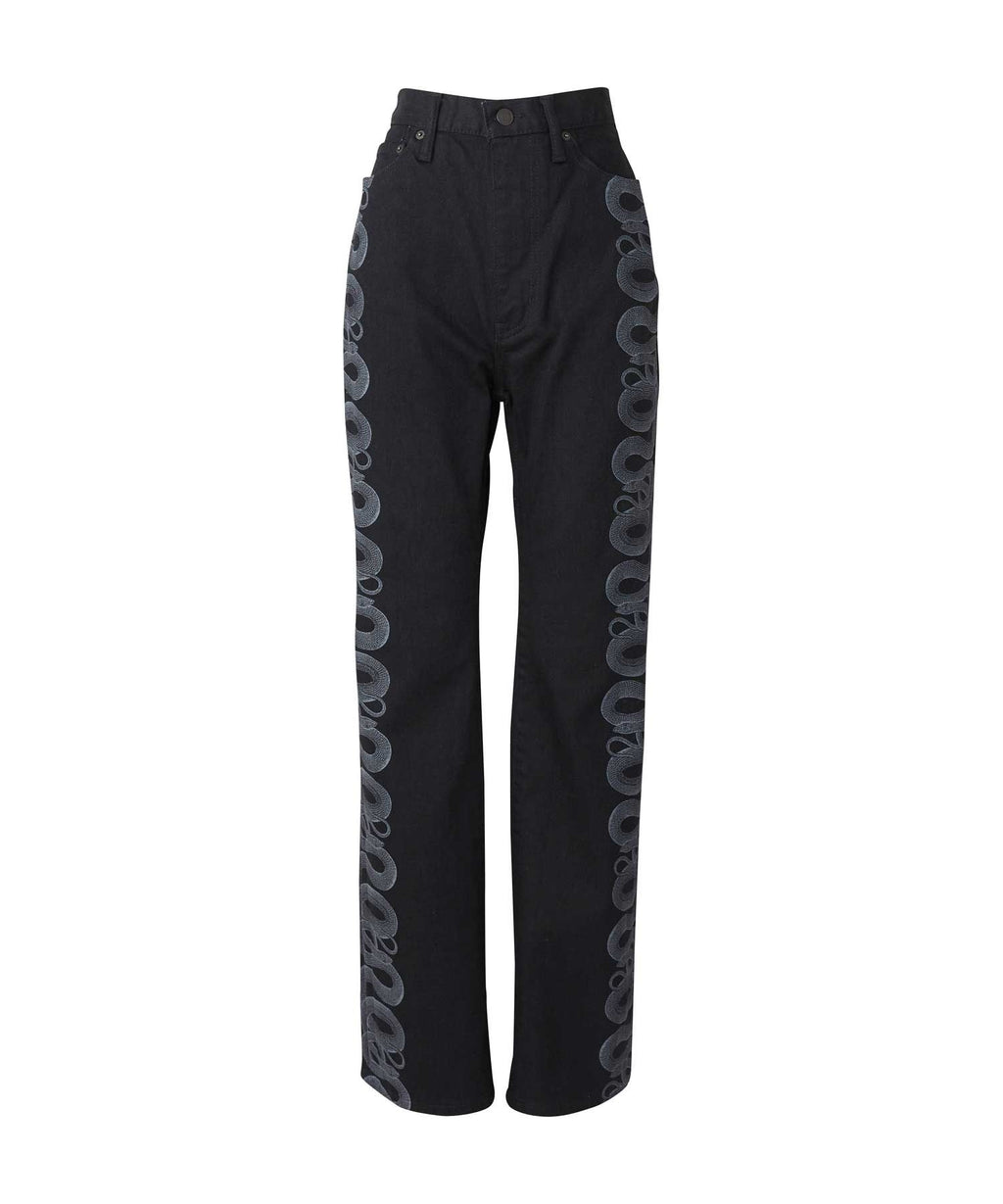 Snake Loop Denim Flare Pants