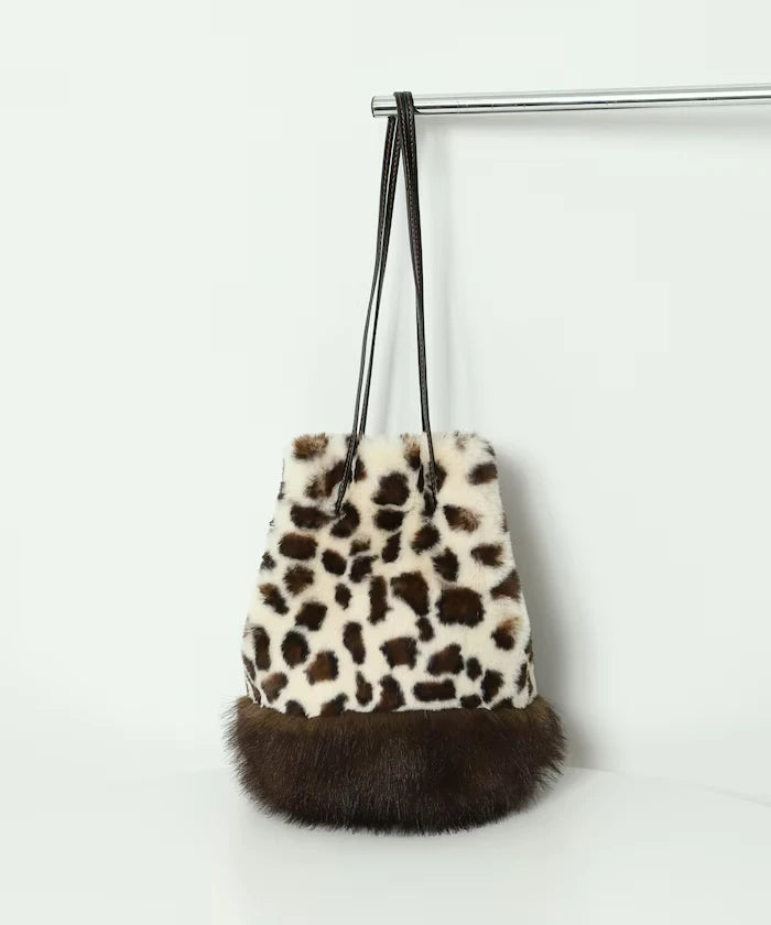Faux Fur Animal Drawstring Bag