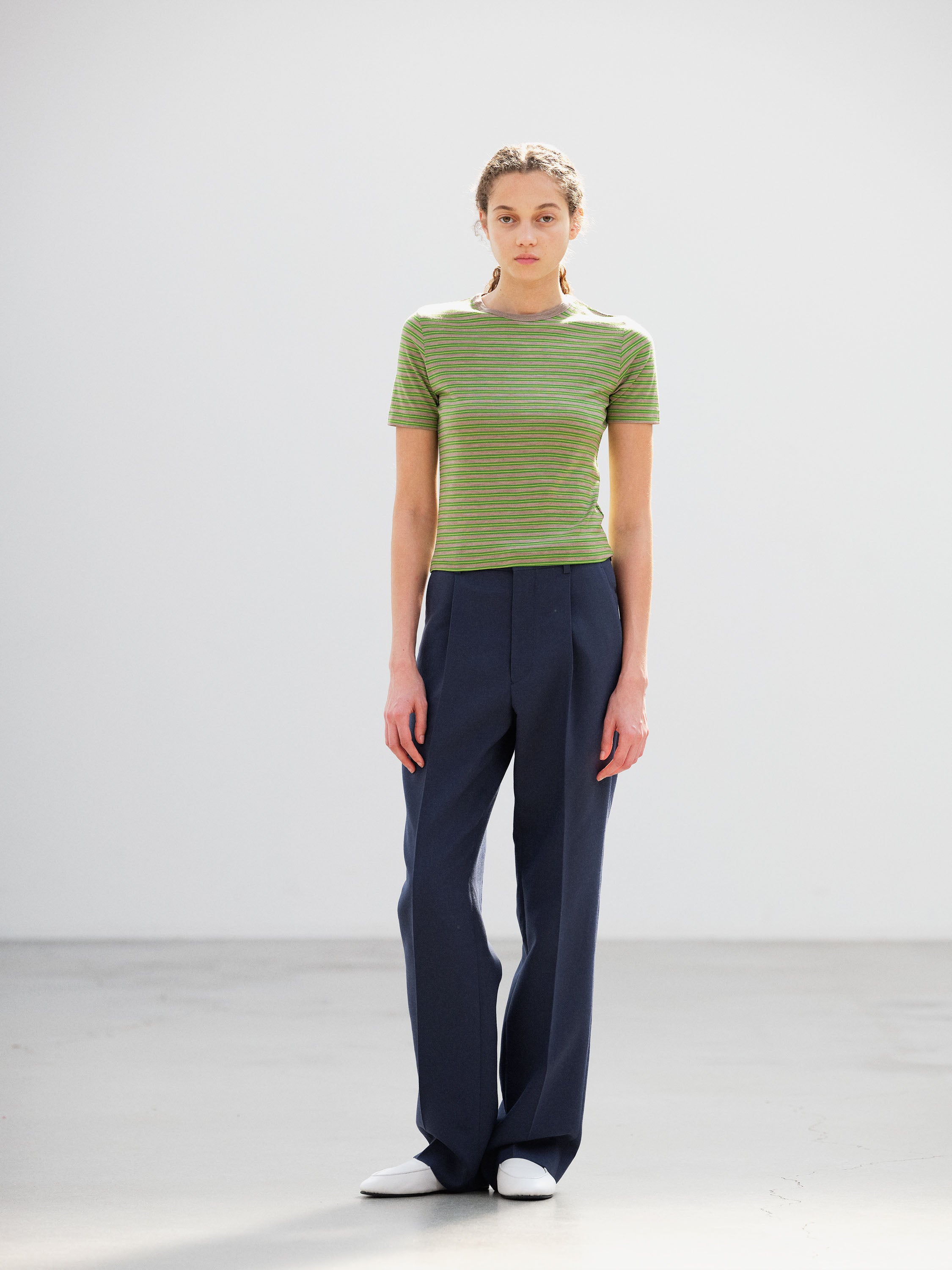 SOFT SMOOTH WOOL STRIPE JERSEY TEE