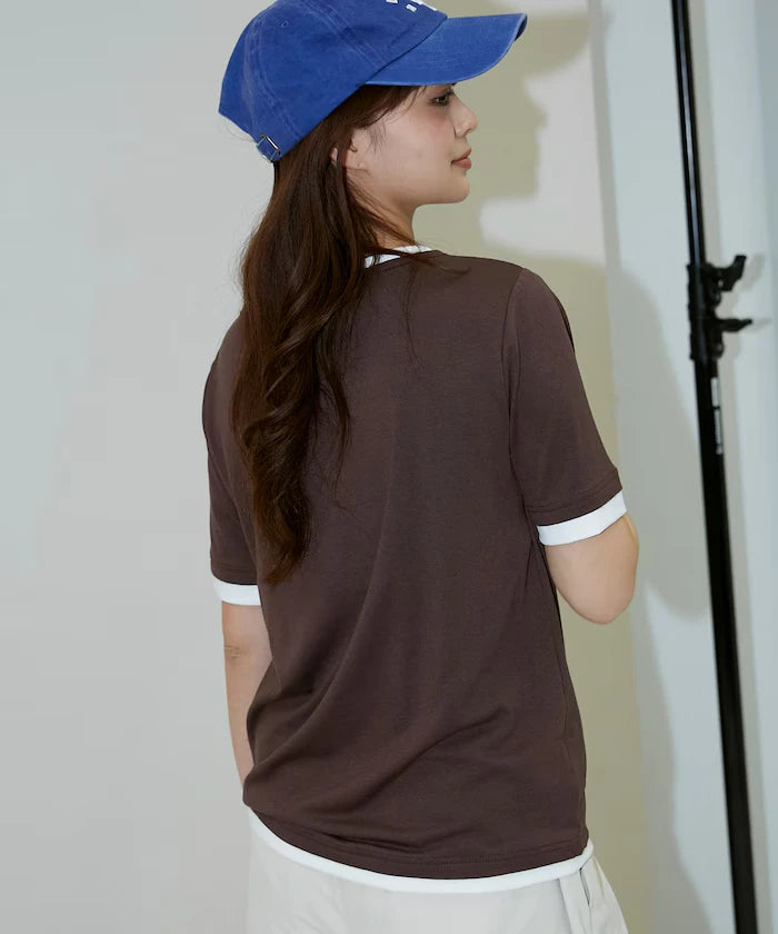 Layered Color Scheme Henley Neck T-Shirt Limited Edition