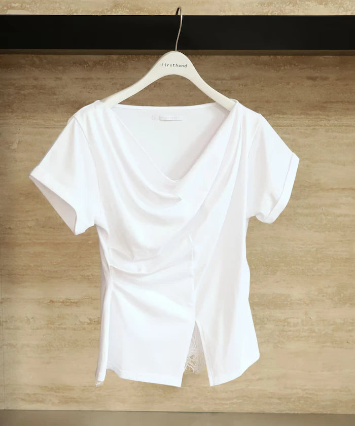 Lace Docking Draped Neck Top 【Limited Edition】
