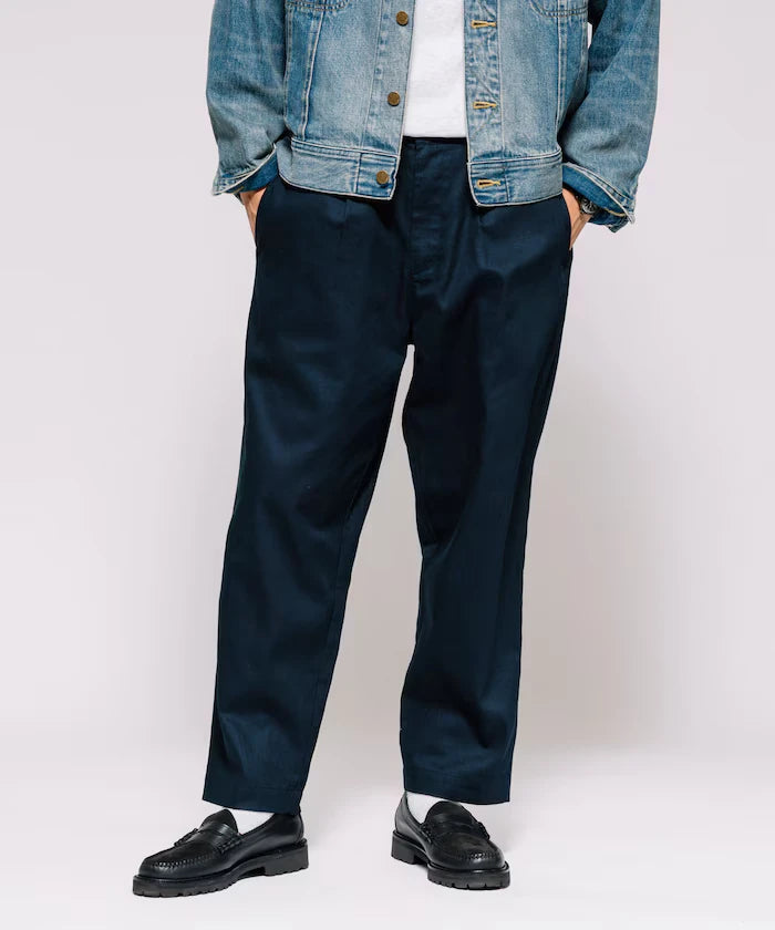 Wide Silhouette Drawstring Chino Pants / Tapered Silhouette Easy Chino Pants