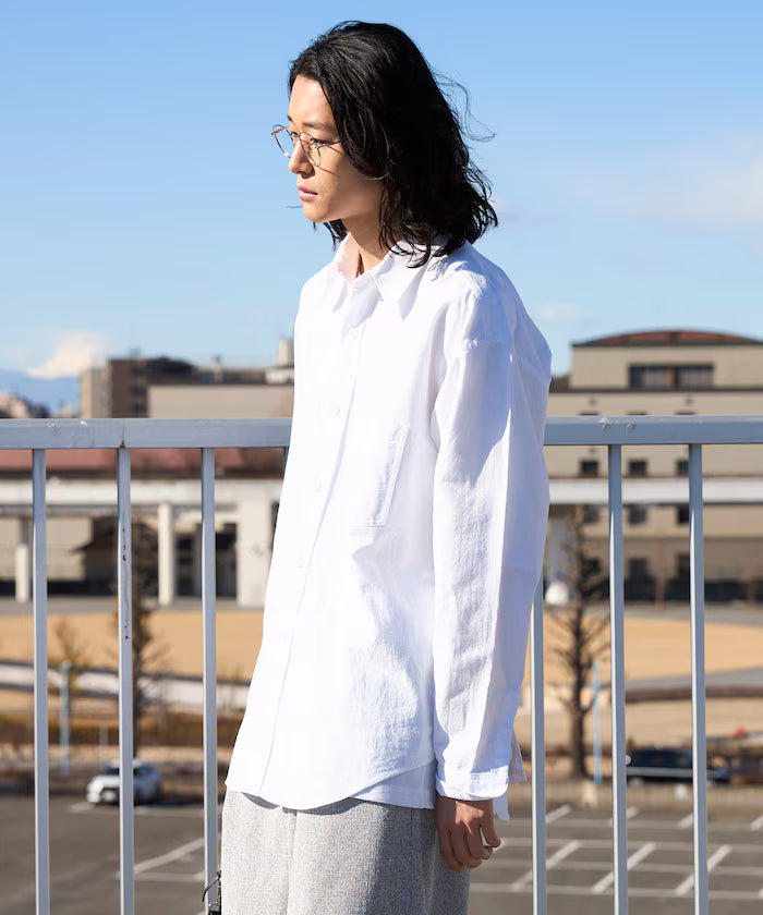 Oversized Classic Regular Collar Chambray Shirt Long Sleeve
