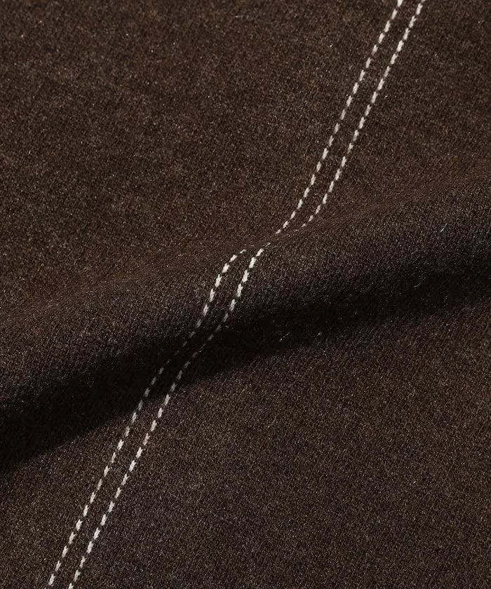 Oversized Wool Blend Knit Coverall / Color Stitch Knit Jacket