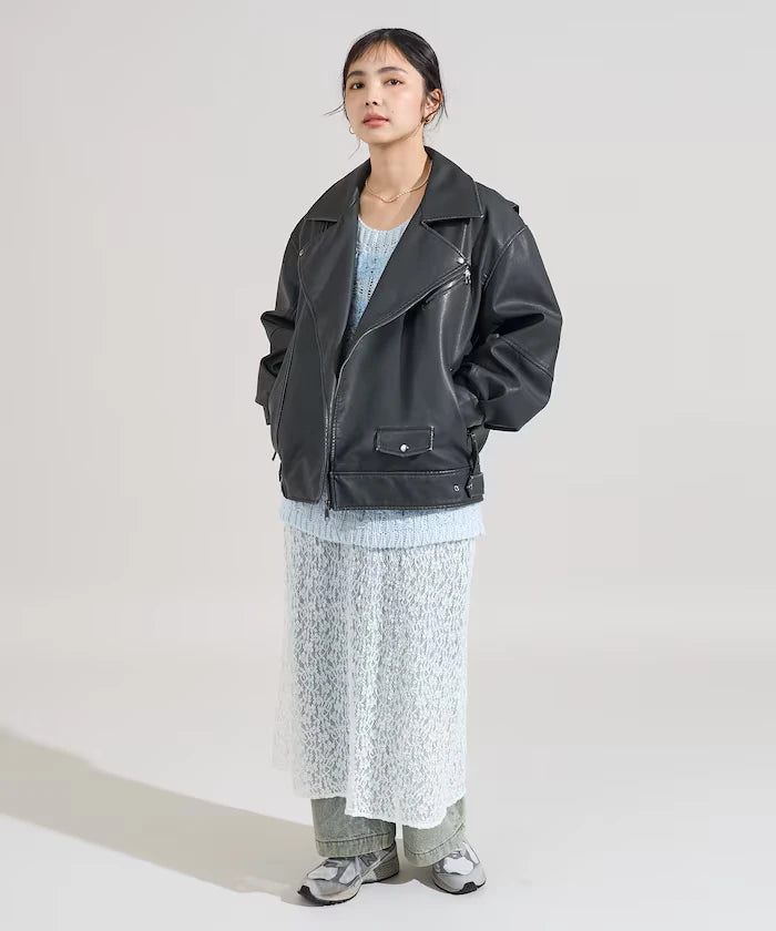 Vintage-Like Leather Double Riders Jacket