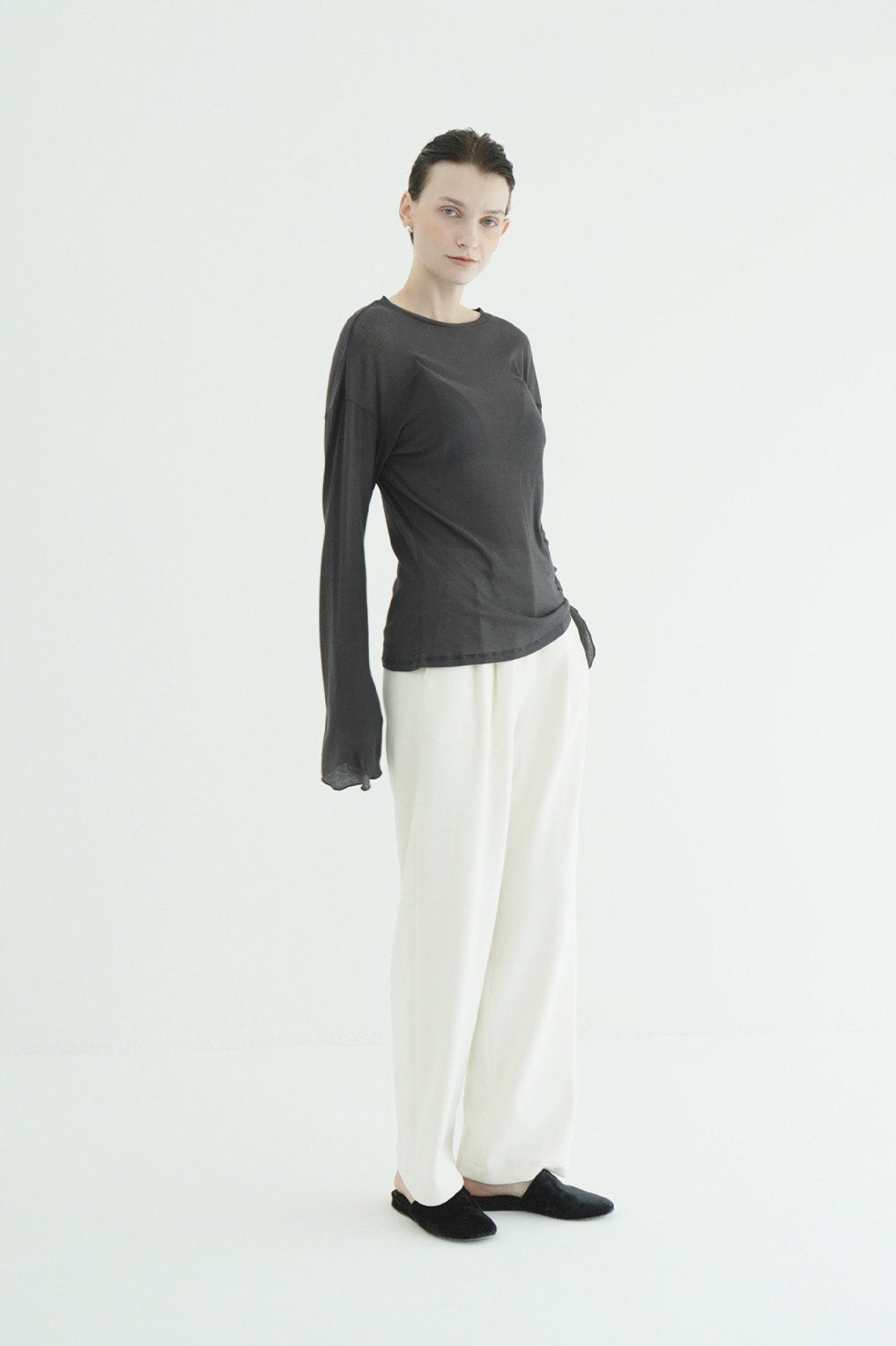 RIB STRIPE TUCK PANTS