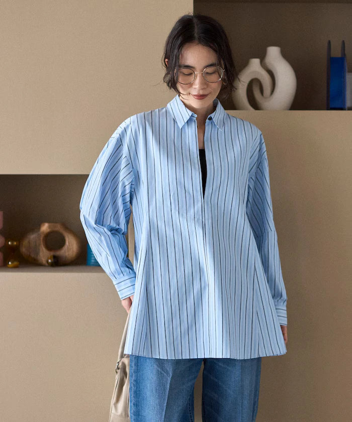 Flare Silhouette Skipper Balloon Sleeve Shirt