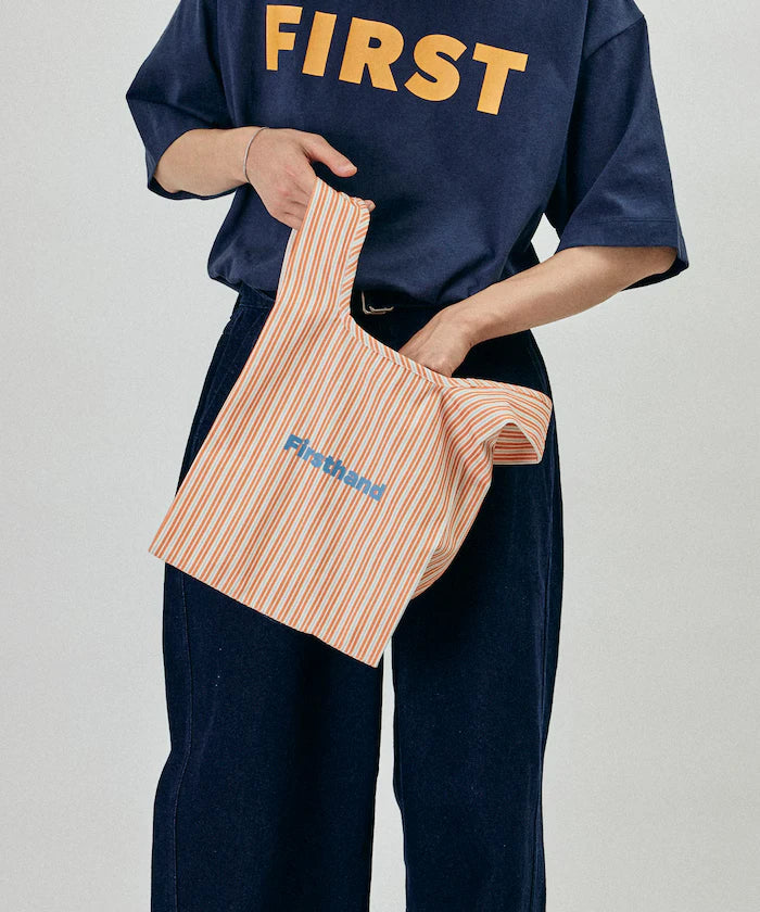 Stripe Print Canvas Market Bag