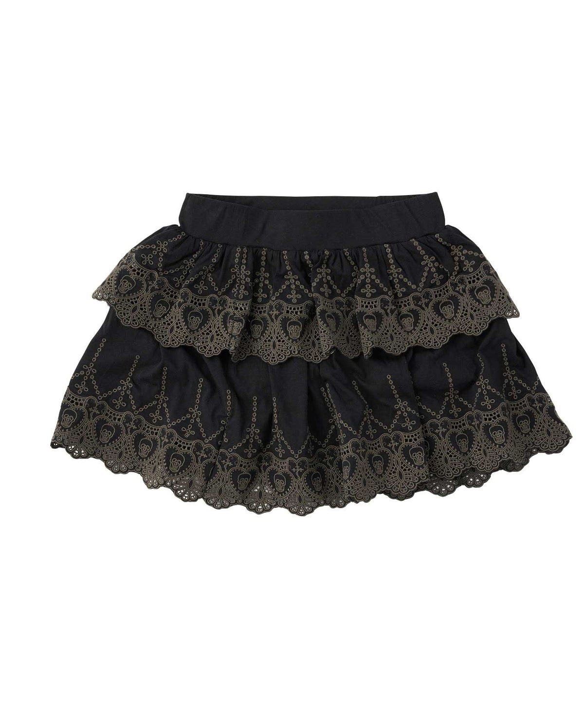 SKULL LACE Scalloped Embroidery Skirt
