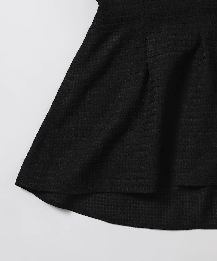 Sheer Check Balloon Sleeve Blouse