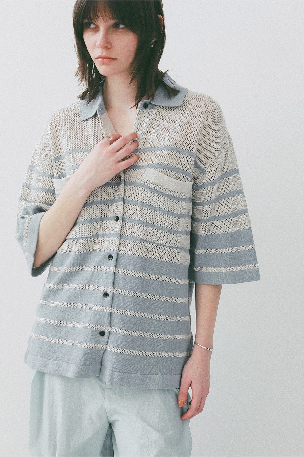 HALF SLEEVE OVER KNIT SHIRT