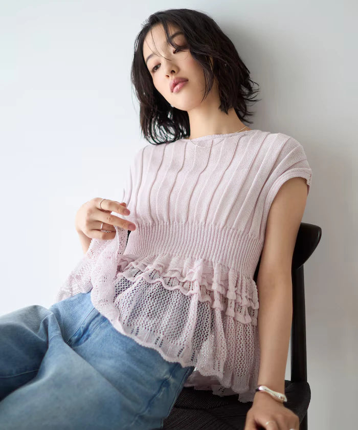 Japan Made Whole Garment Peplum Top