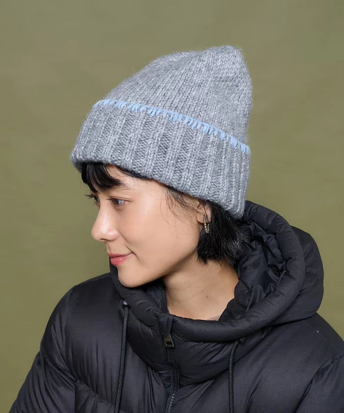 Color Block Blanket Stitch Knit Cap