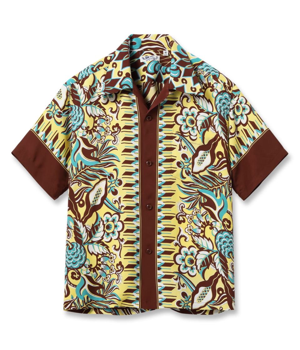 RAYON HAWAIIAN SHIRT “FLOWER FIELD BORDER”