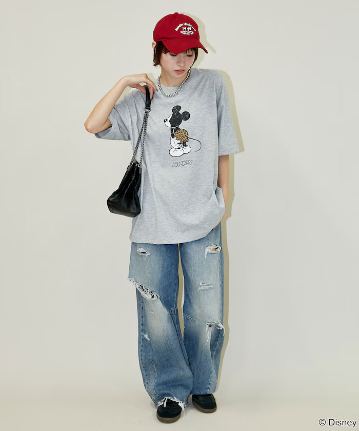 <Functional Material>Mickey Mouse & Minnie Mouse/Face T-Shirt Limited Edition