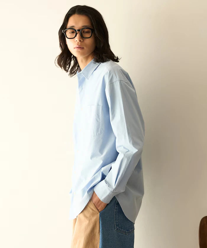 Nuance Color Oversized Regular Collar Long Sleeve Shirt
