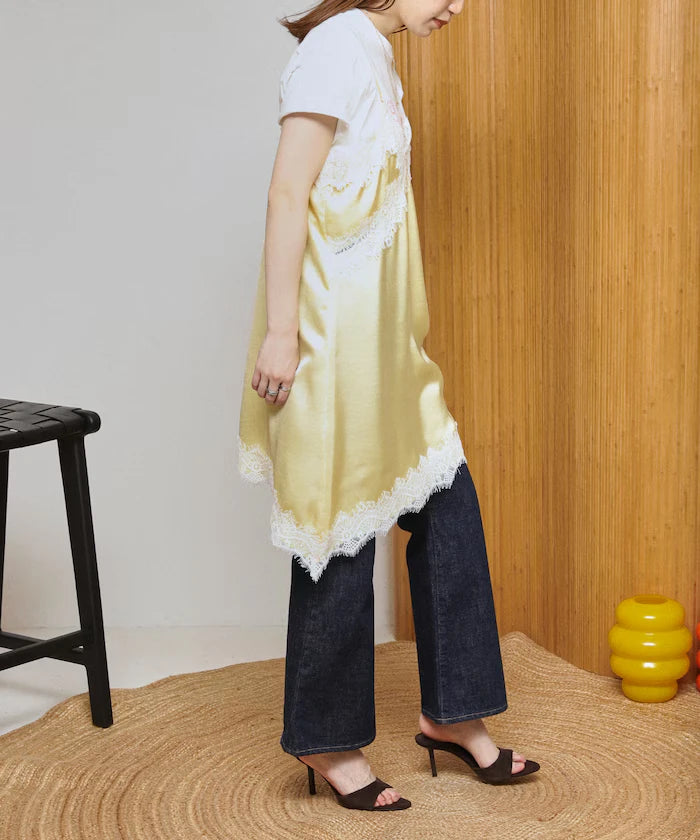 Lace Contrast Vintage Satin Camisole Top
