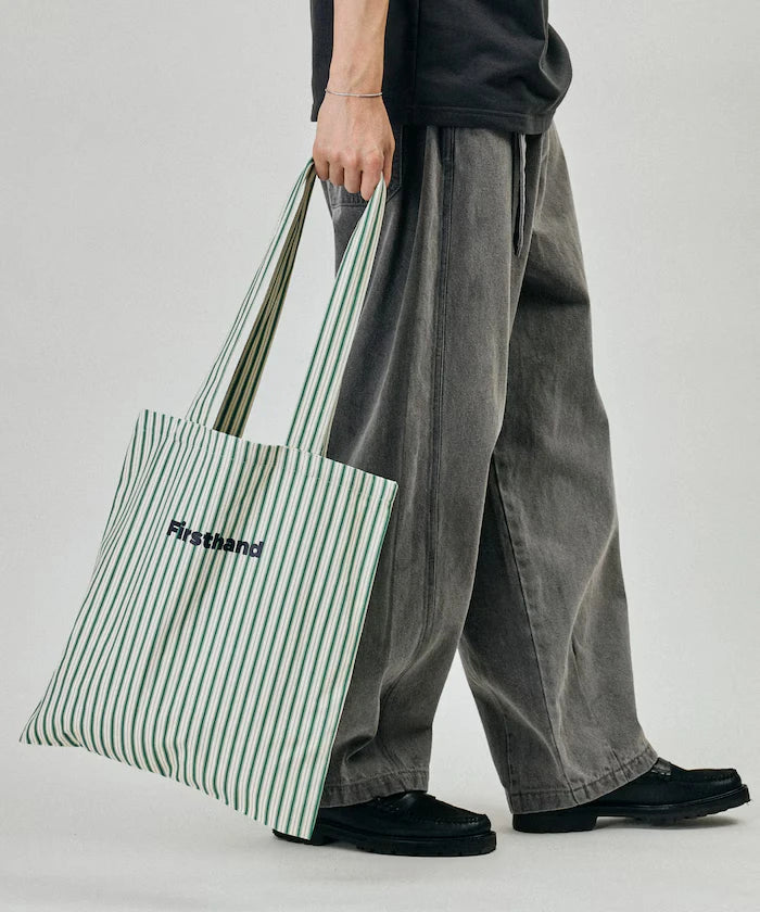 Stripe Print Canvas Tote Bag