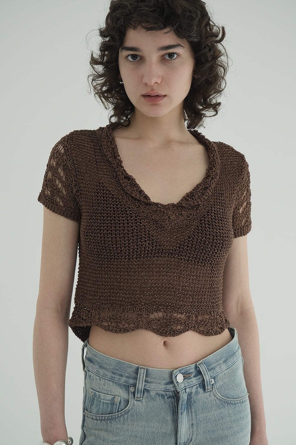 CROPPED CROCHET KNIT TOPS