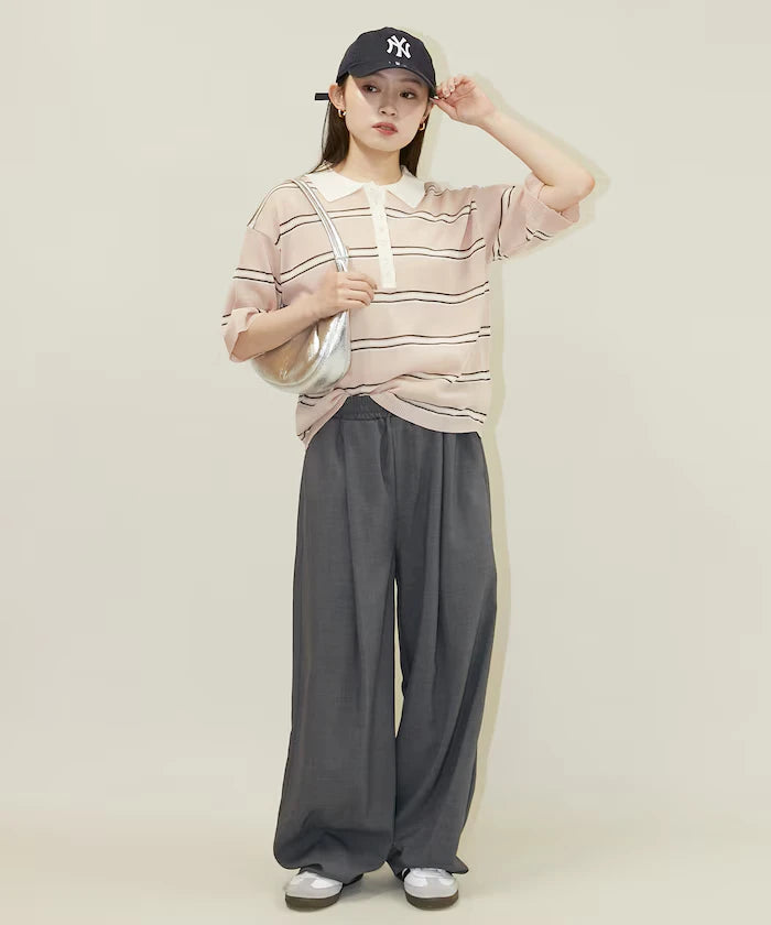 Sheer Border Short Sleeve Polo Summer Knit Limited Release