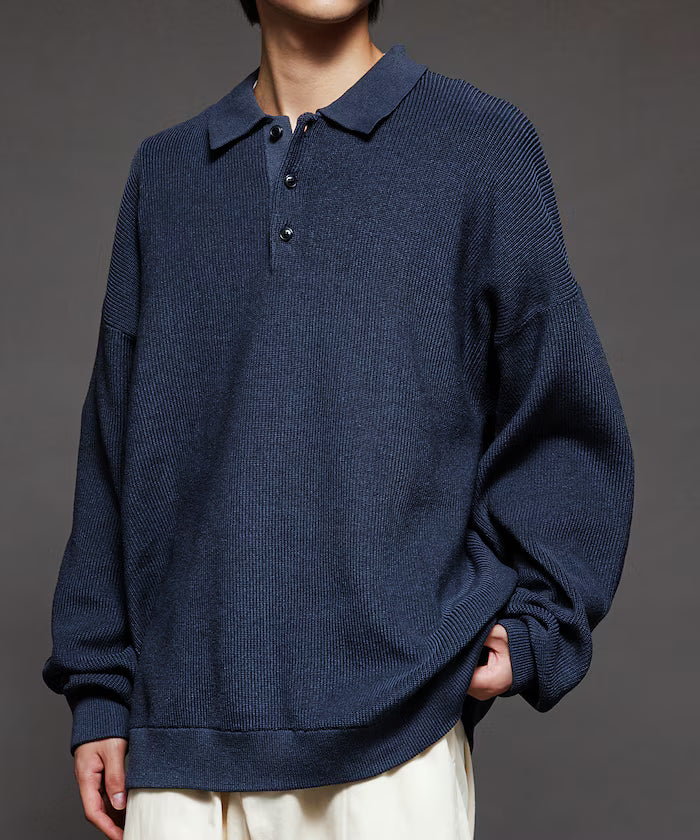 Relaxed Fit Cable Knit Polo Color Knit [Limited Release]