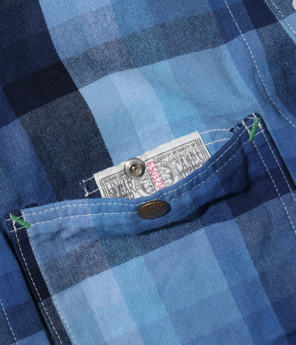 10oz. INDIGO GRADATION CHECK WORK COAT