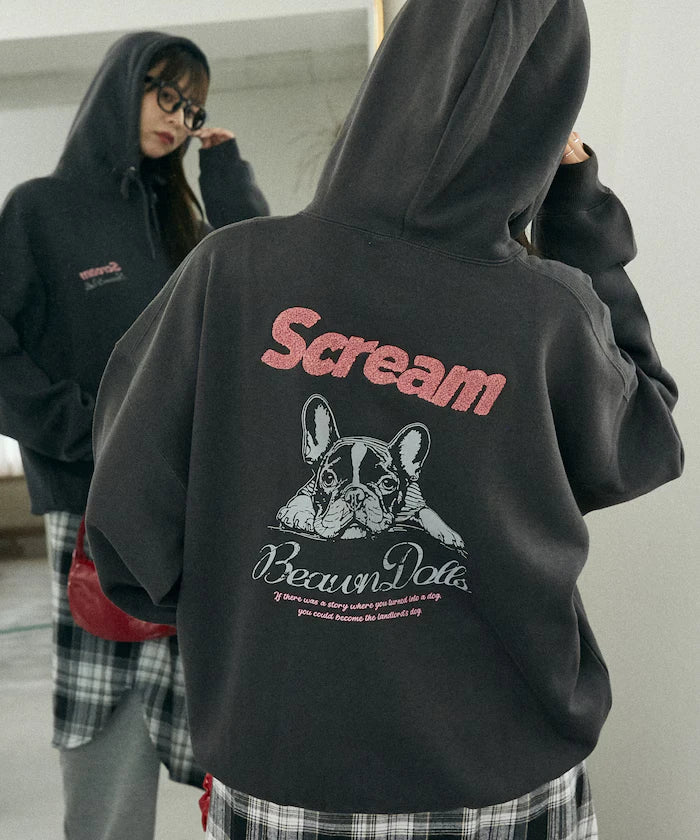 Sagara Embroidery French Bulldog Fleece-Lined Hoodie Limited Edition
