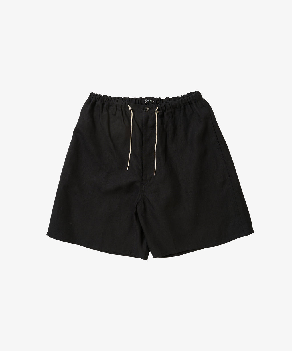 circular short pants linen black