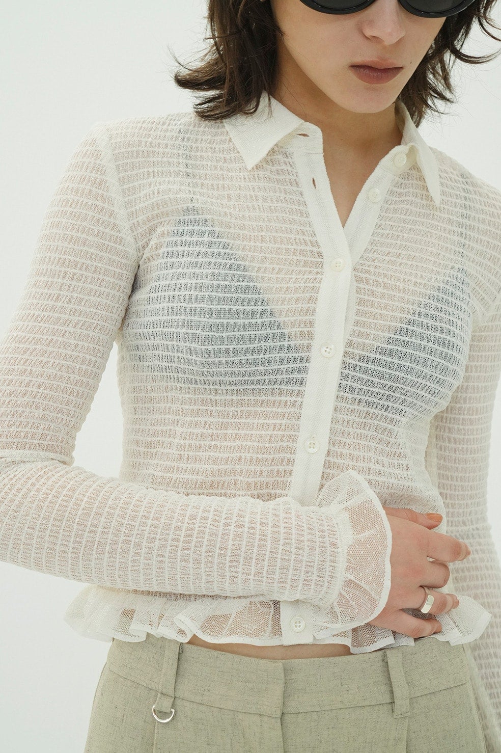 GATHERED MESH SHIRTS