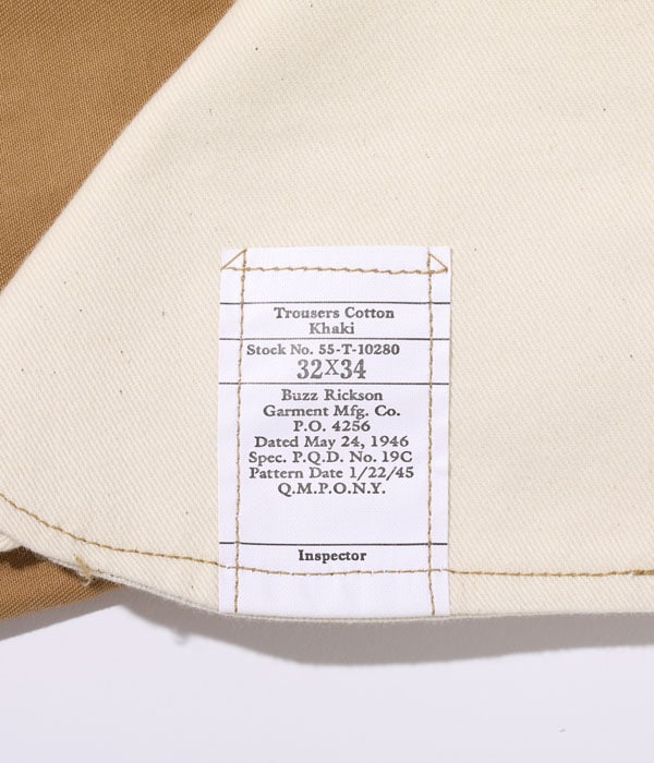 EARLY MILITARY CHINOS 1945 MODEL (ONE WASH)