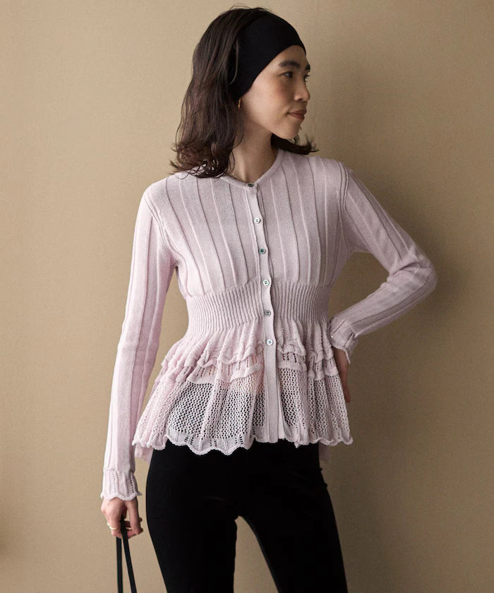 Japan Made Whole Garment Peplum Cardigan