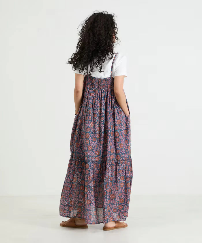 India Woodblock Flower Print Cami Dress