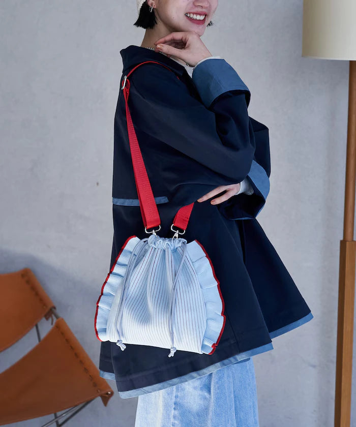 Multiway Color Knit Frill Shoulder Bag