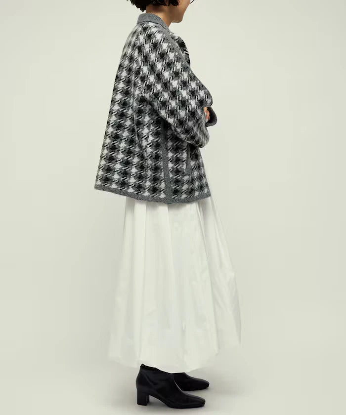 Wool Blend Gancube Check Knit Zip Blouson