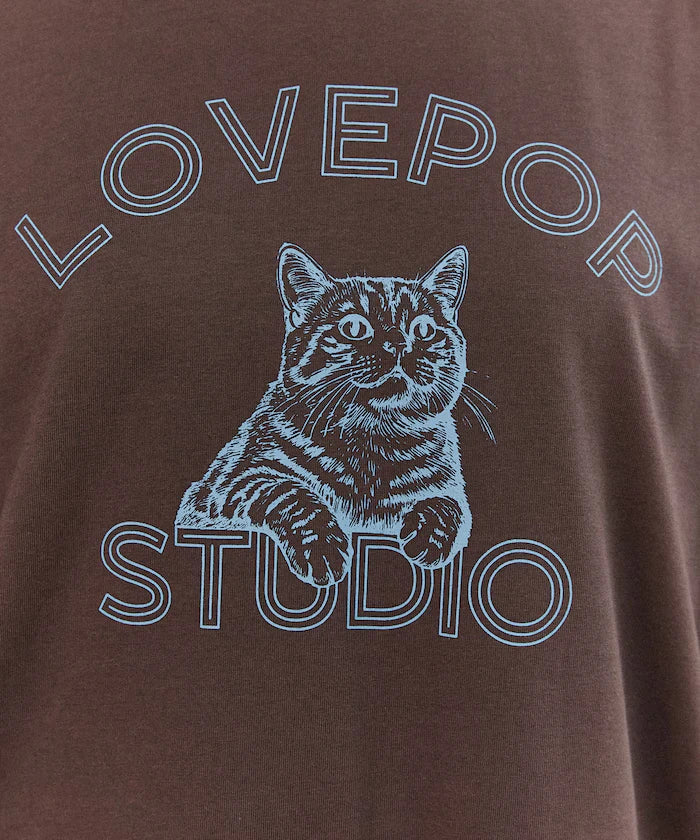 Functional Material Cat Print T-shirt Limited Edition