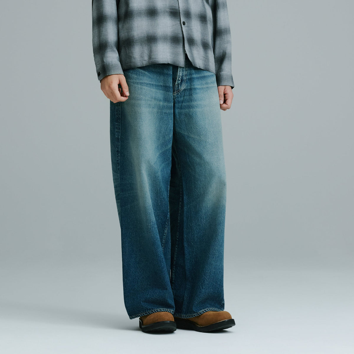 GL42622H / RECYCLED WASTE SUVIN COTTON YARN 11.5oz. DENIM 5POCKET BAGGY PANTS VINTAGE WASHED