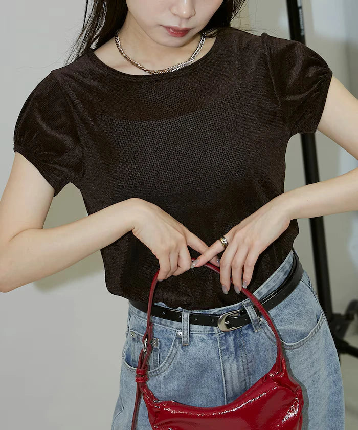 Puff Sleeve Sheer Flocky T-Shirt Limited Edition
