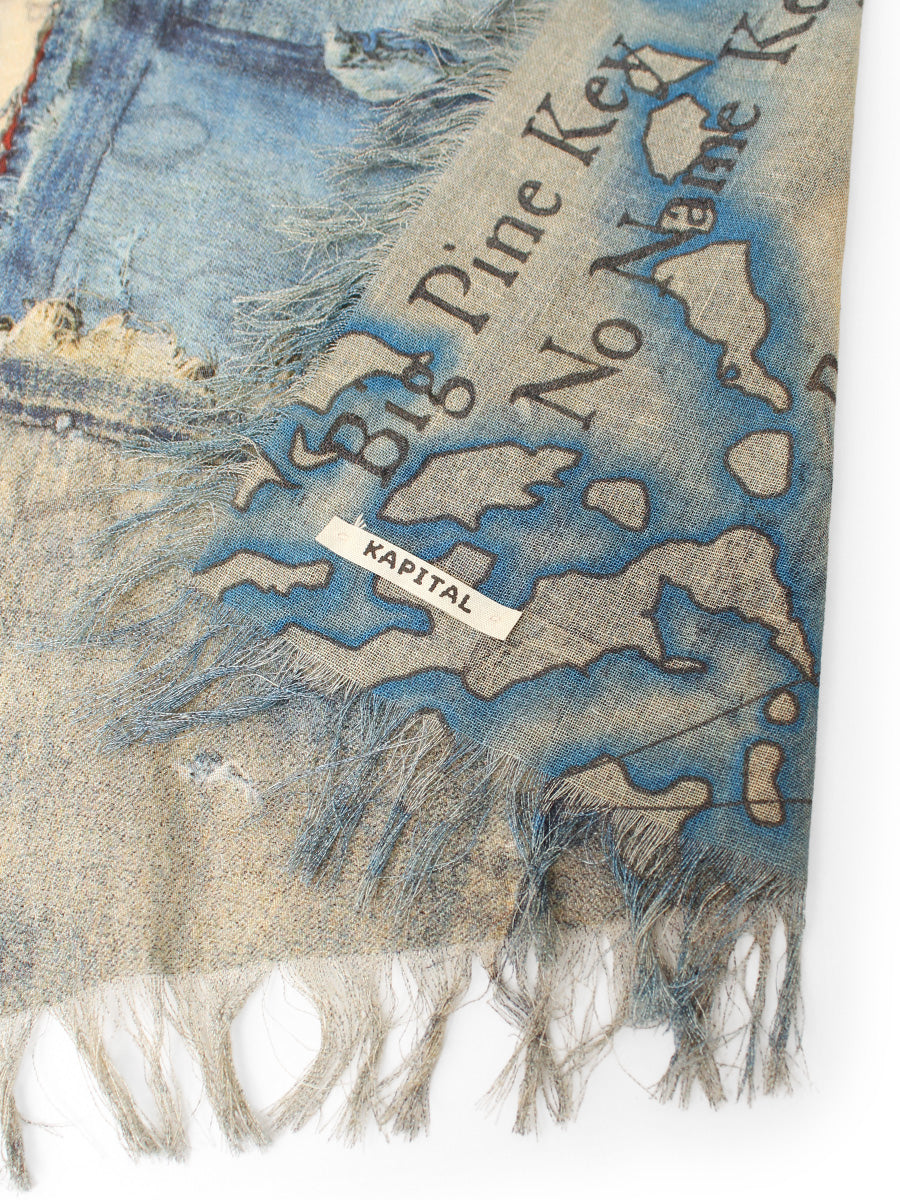 Rayon Fringe Stole (KAYO HUESO Denim Map)