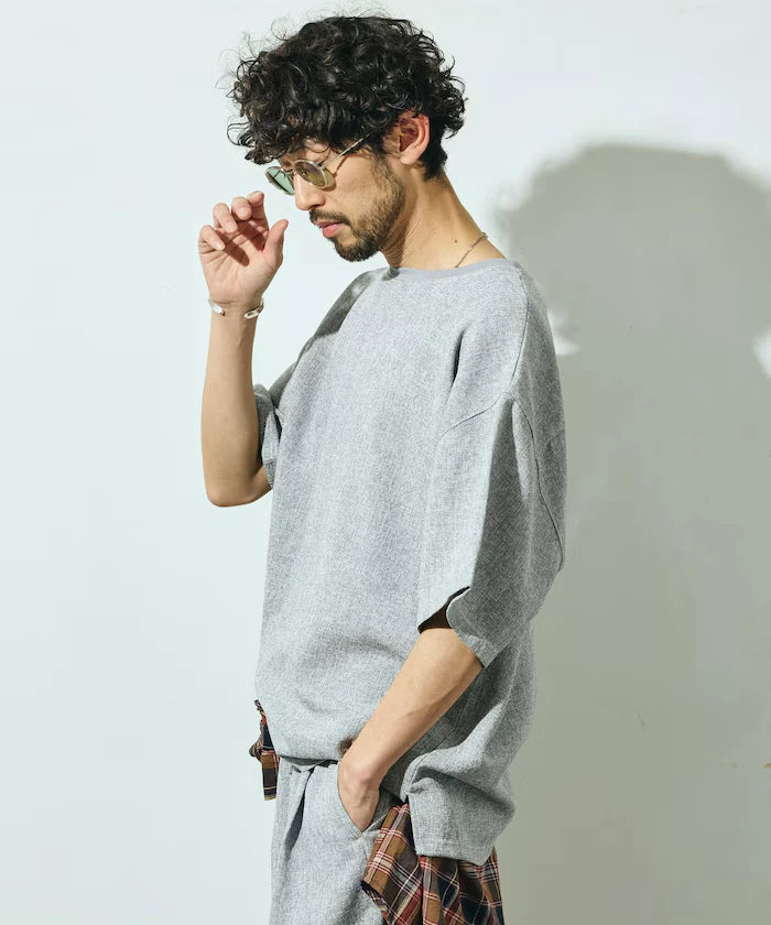 Dry Touch Summer Tweed Short Sleeve Crew Neck