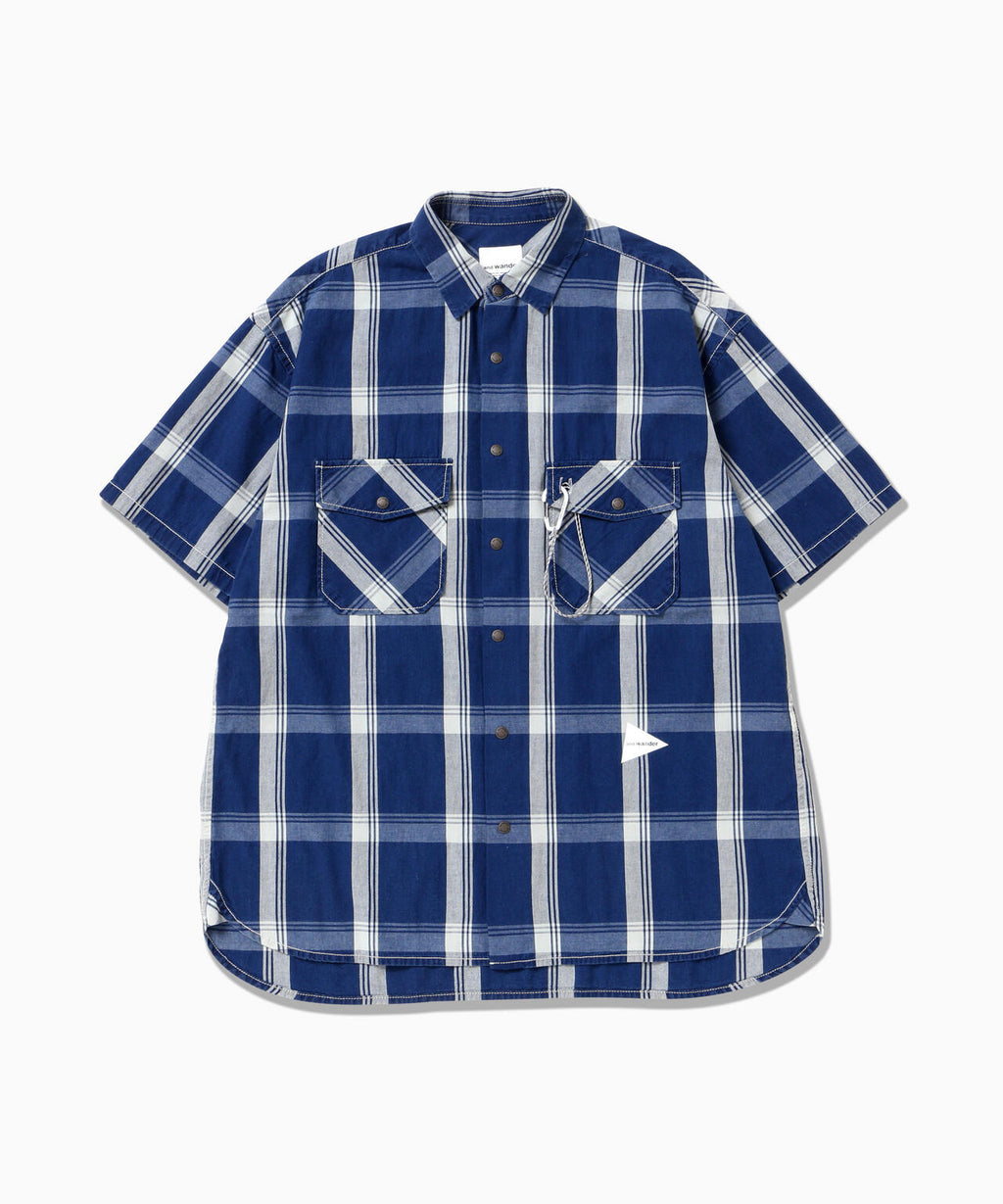 indigo check SS shirt (M)