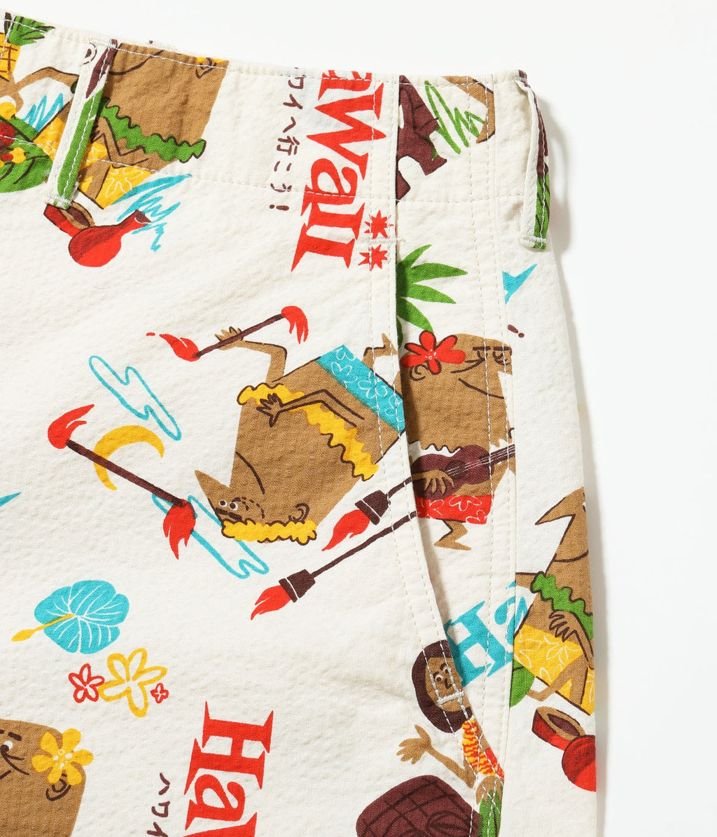 Cotton Seersucker Shorts "Trip To Hawaii" by Ryohei Yanagihara with Mookie