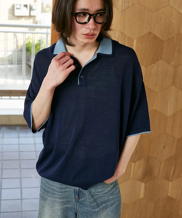 LOVE POP STUDIO Collar Layered Knit Polo Shirt Limited Edition