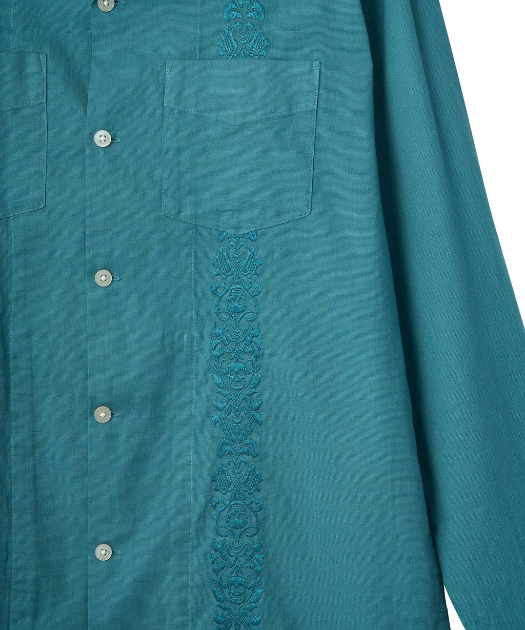 SKULL STRAP Embroidered Cuban Shirt