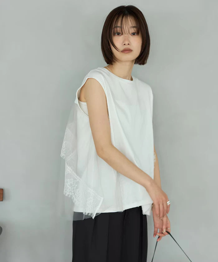 Organic Cotton Tulle Lace Docking Top