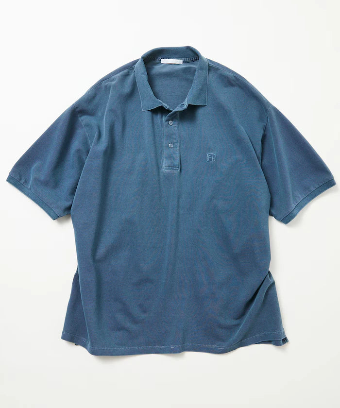 Big Silhouette Vintage Process One Point Embroidery Short Sleeve Polo Shirt