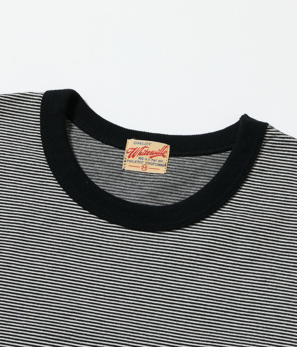 WHITESVILLE 30/2 FINE-LINED BORDER T-SHIRT